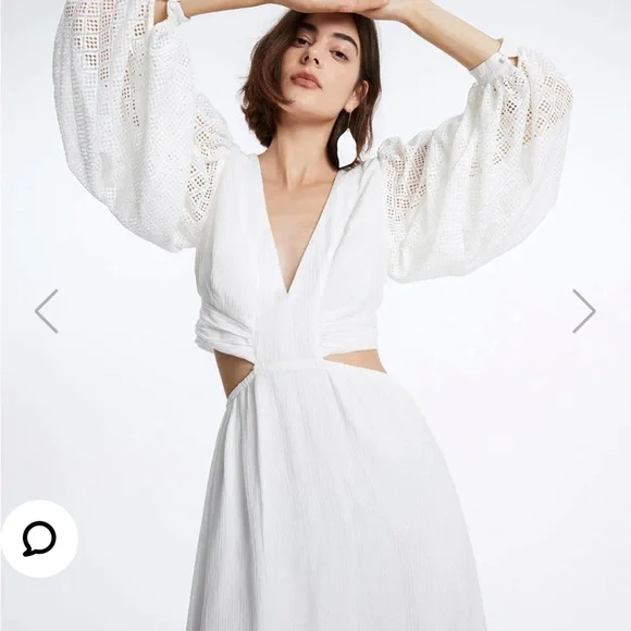 NWT Urban Revivo White Cut Out Ruffle Hem Dress - size Small - Picture 6 of 7